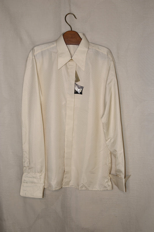 70s Off white dagger collar dress shirt