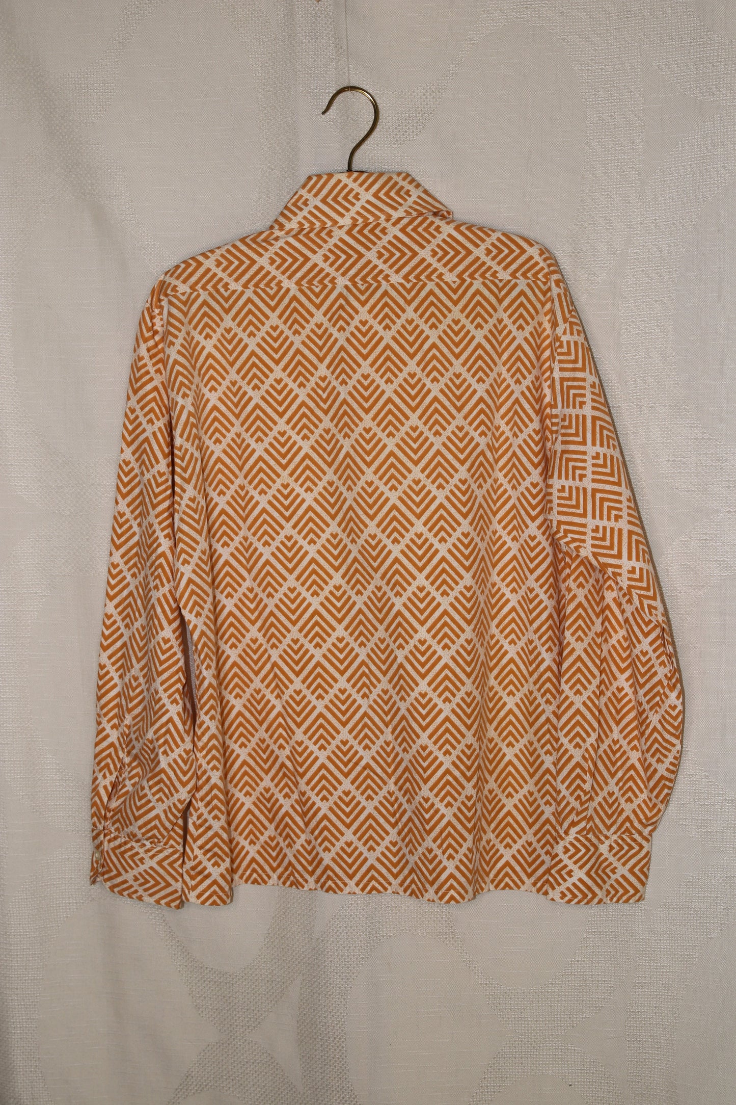 70s Orange patterned dagger collar shirt