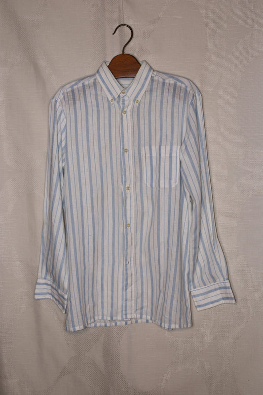 80s White shirt with blue stripes