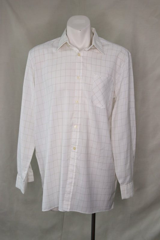 70s white grid patterned shirt