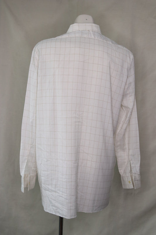 70s white grid patterned shirt