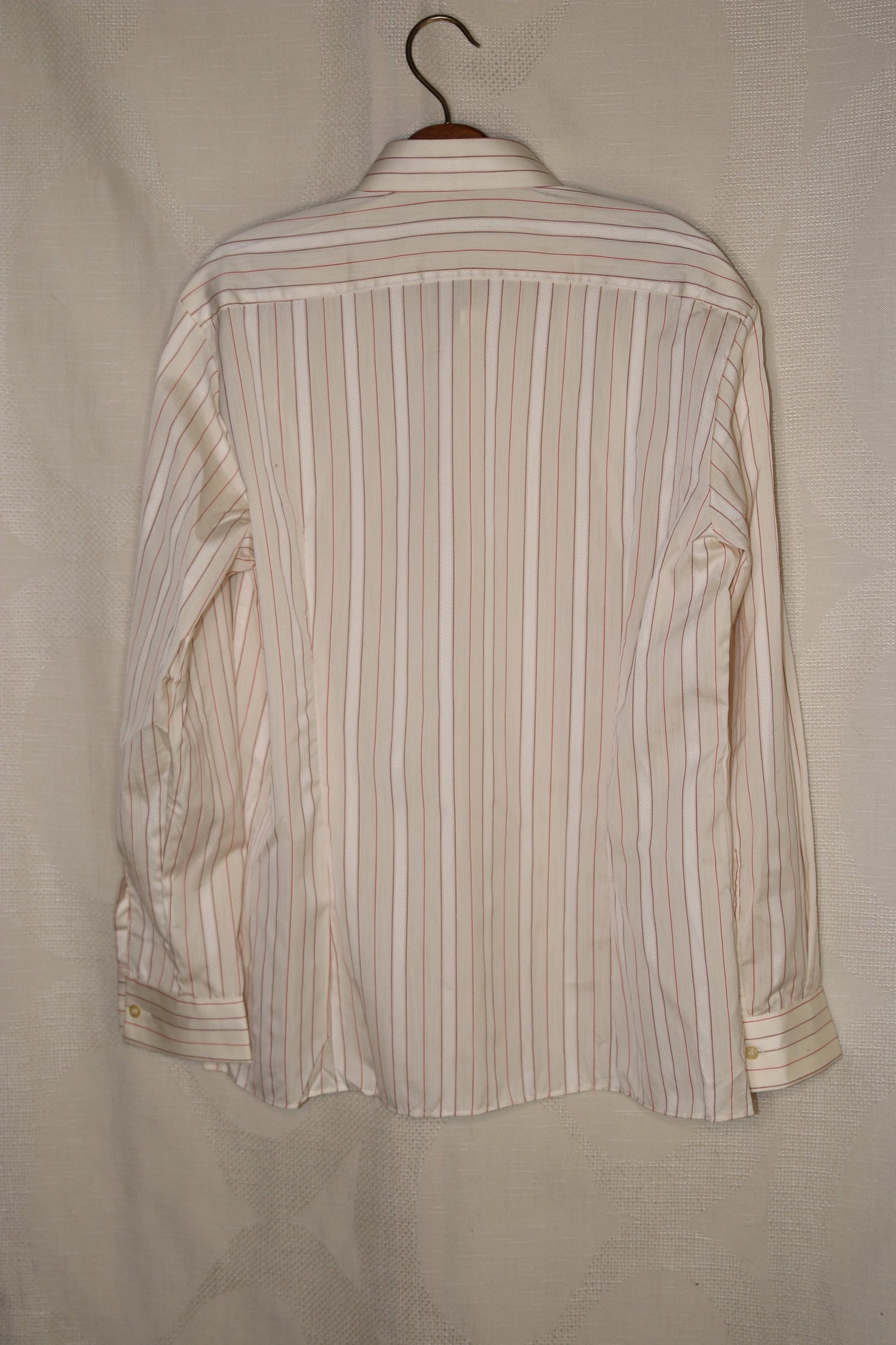 70s White striped dagger collar shirt