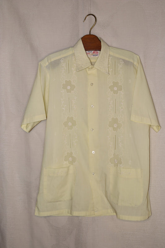 70s Light yellow embroidered shirt