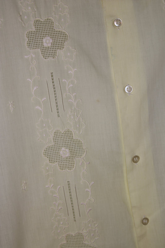 70s Light yellow embroidered shirt
