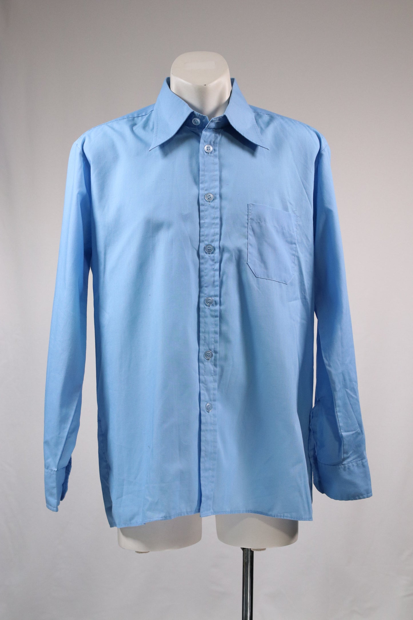 70s blue dagger collar shirt