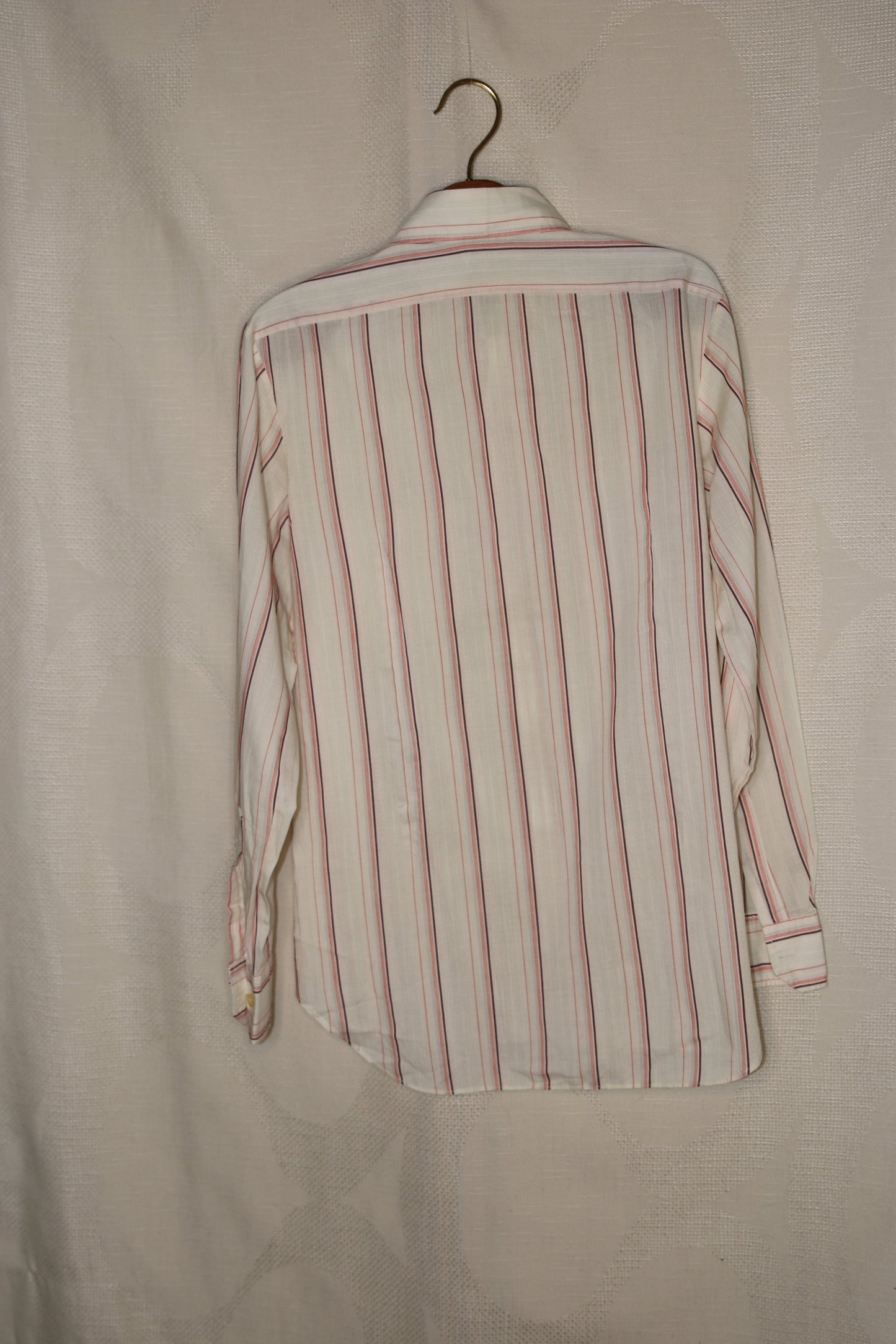 70s White striped dagger collar shirt