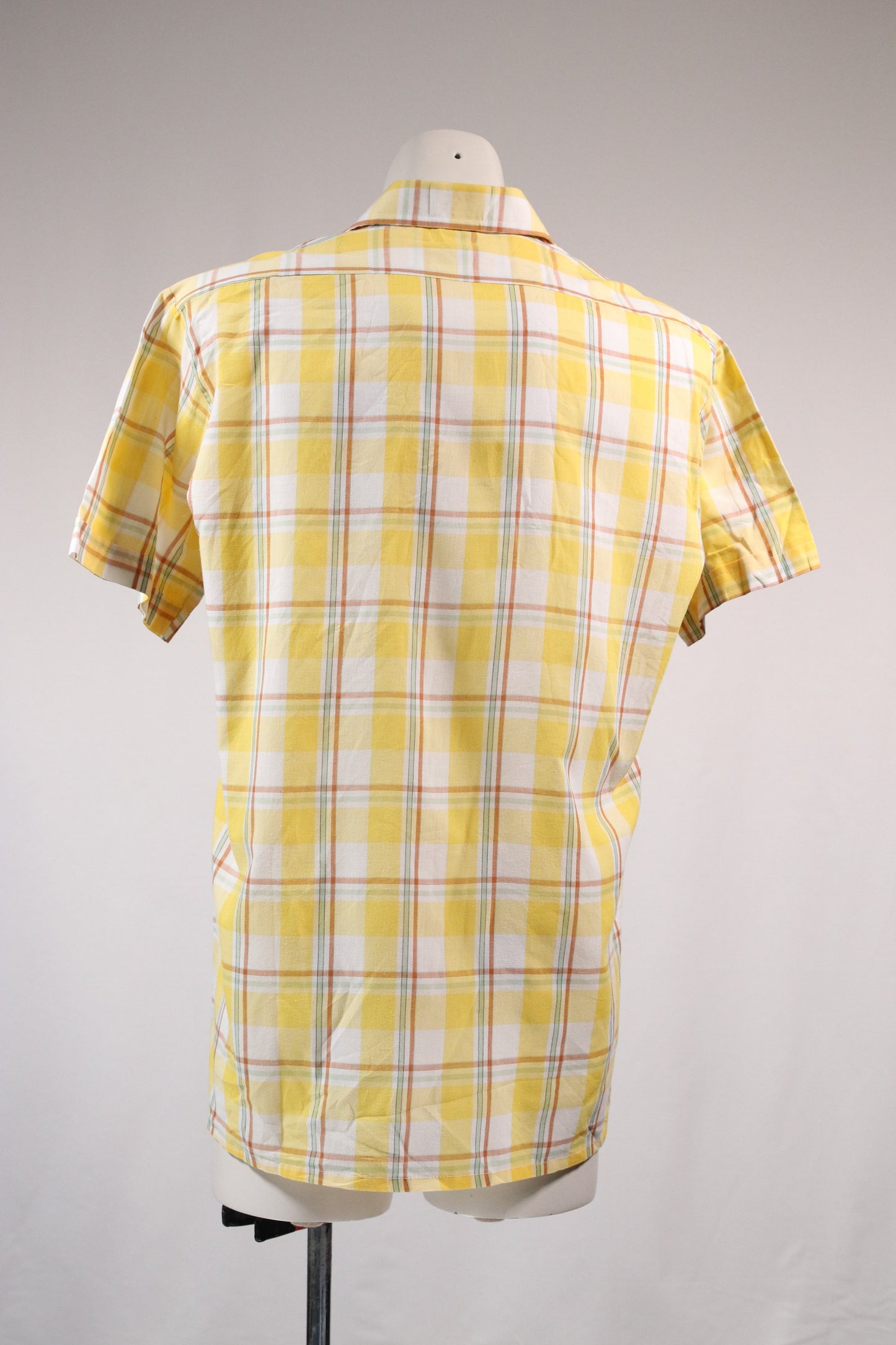 70s yellow checkered dagger collar shirt