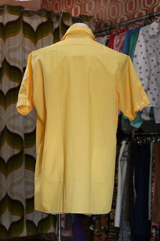 70s Yellow mens shirt with deadly dagger collar
