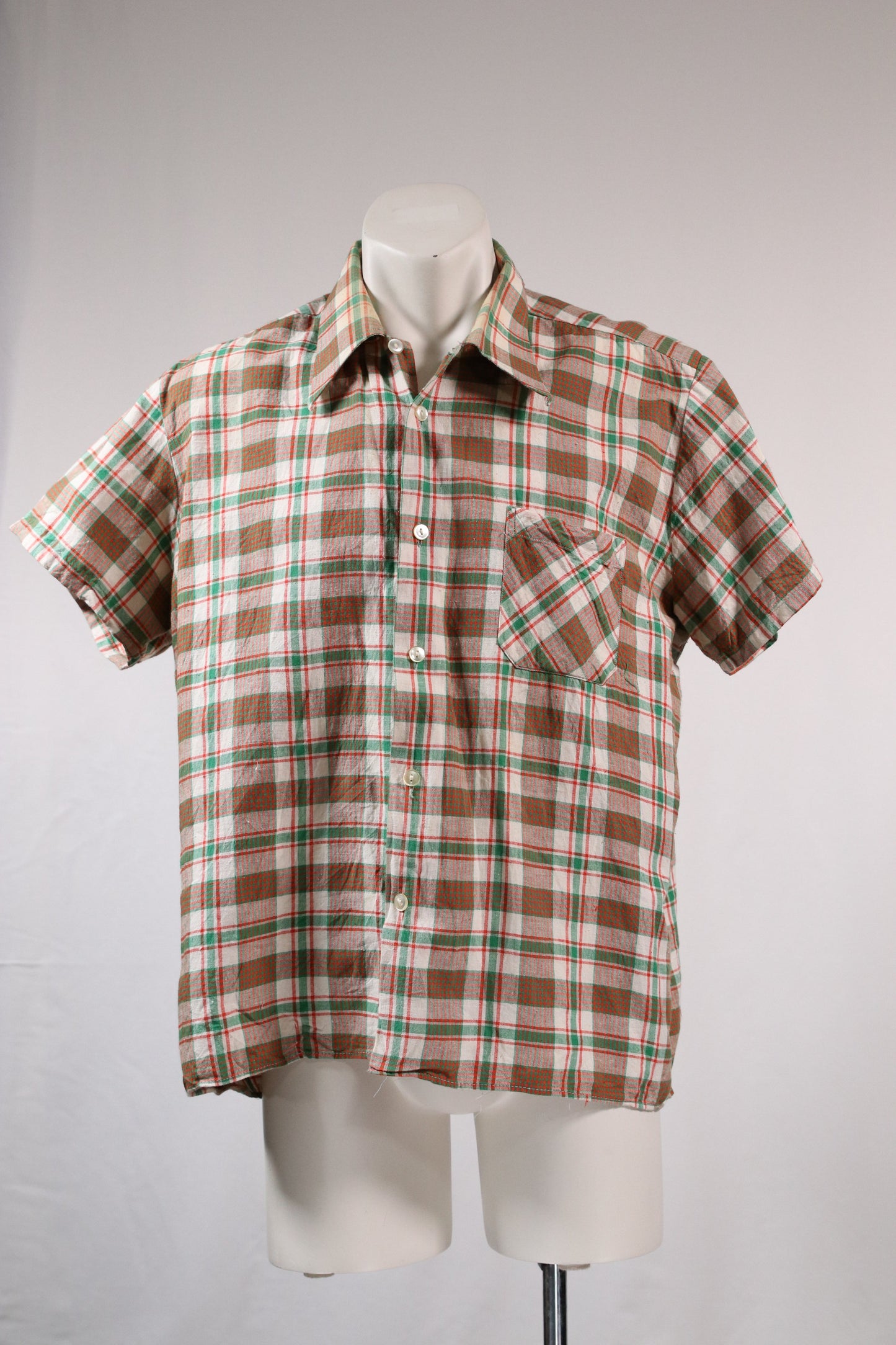 70s dagger collar checkered shirt