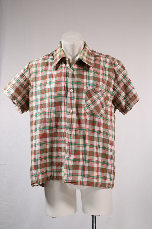 70s dagger collar checkered shirt