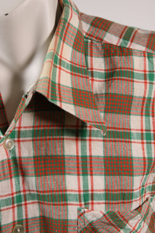 70s dagger collar checkered shirt