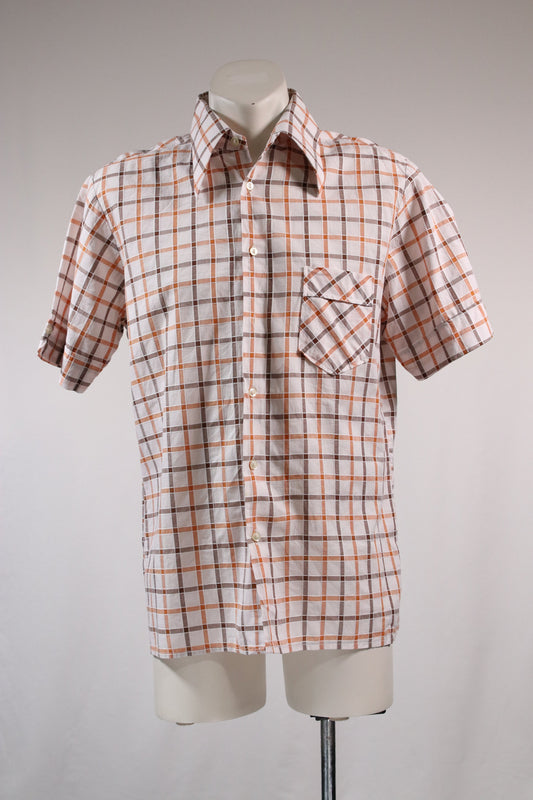 70s dagger collar checkered shirt