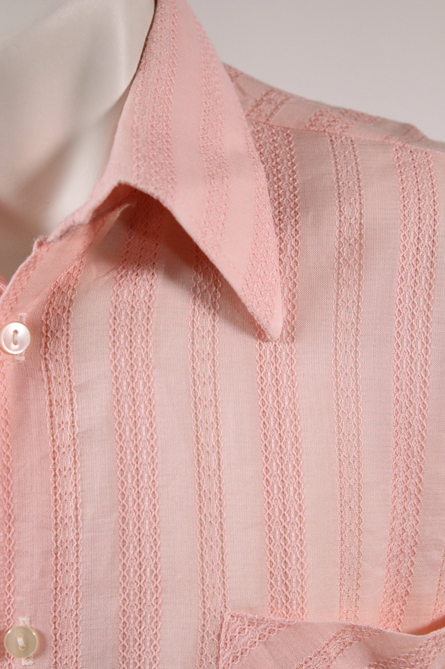 70s pink embroidered see-through shirt