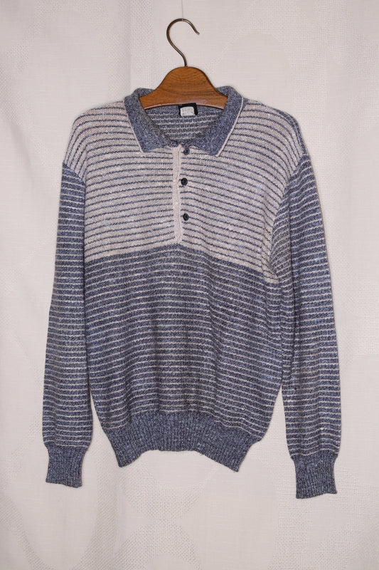 90s Blue with white stripes sweater