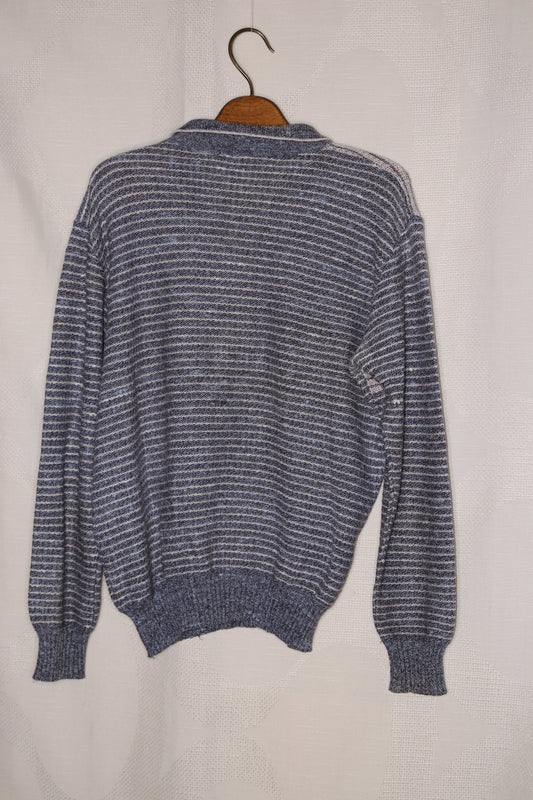 90s Blue with white stripes sweater