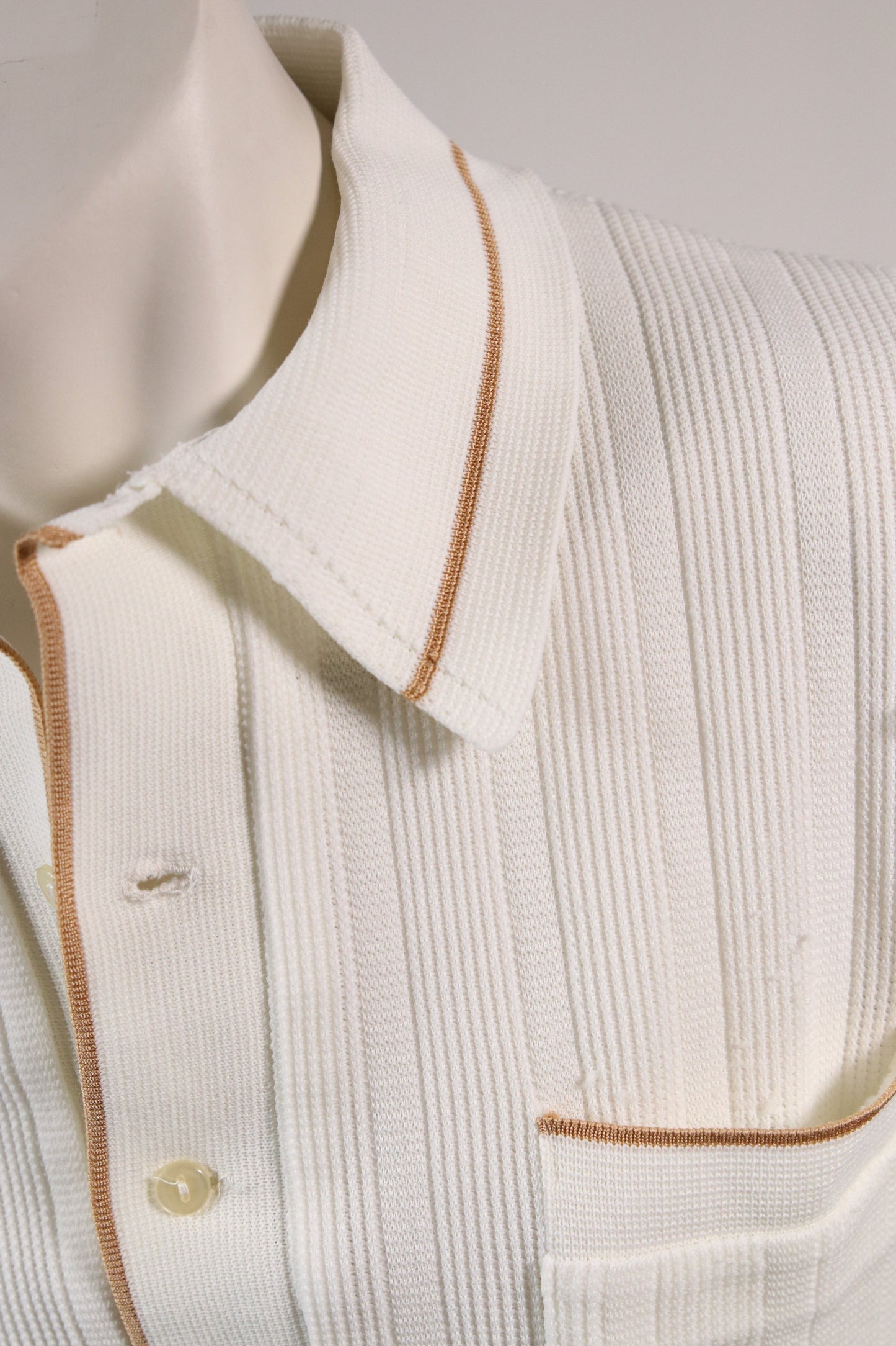70s white polo with beige accents