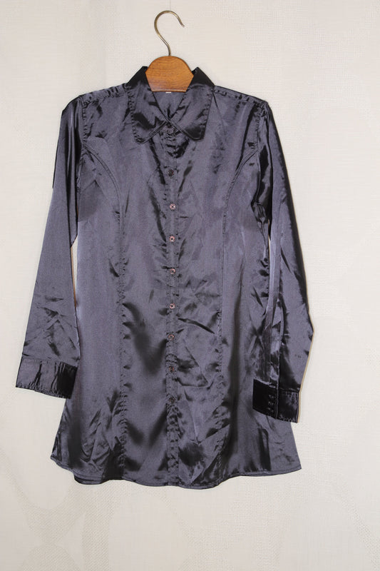 90s Sleek black satin minidress