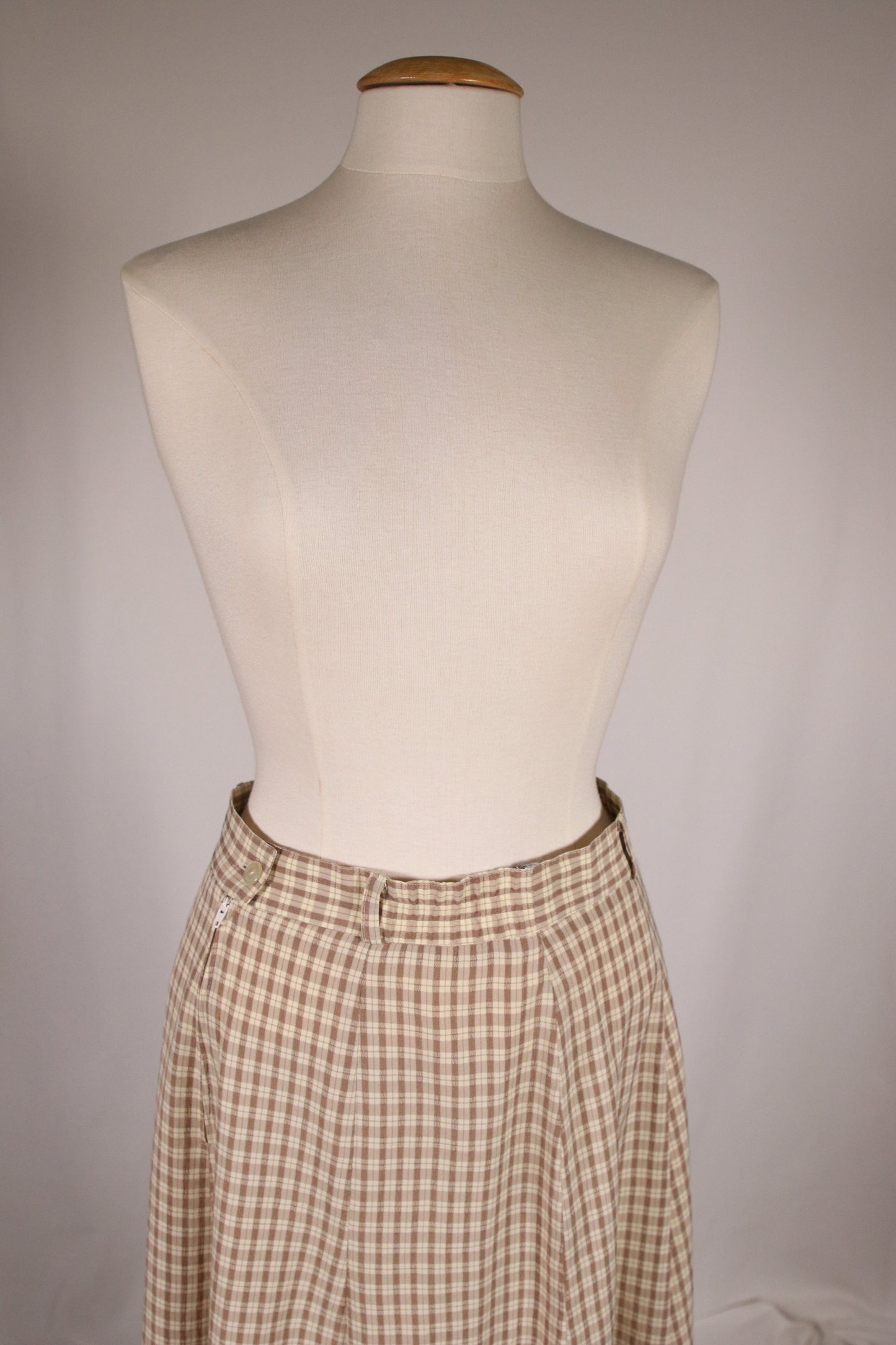 70s beige plaid skirt