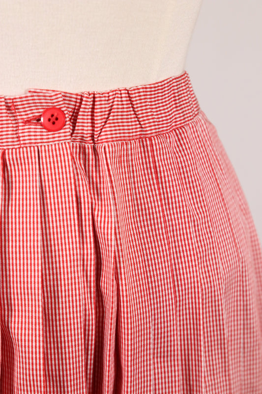70s red checkered pattern skirt