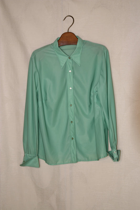 70s Mint dagger collar blouse