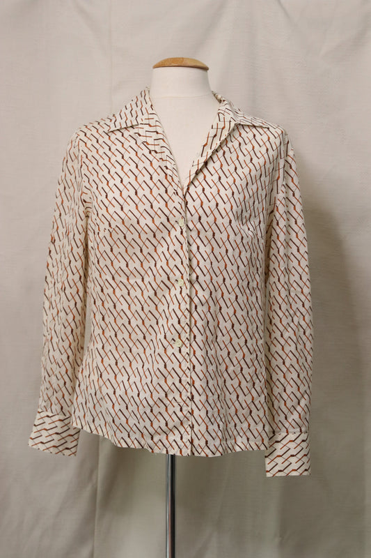 70s geometric patterned blouse