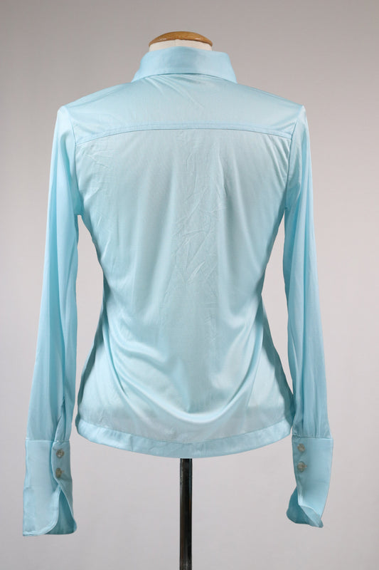 70s light blue dagger collar blouse
