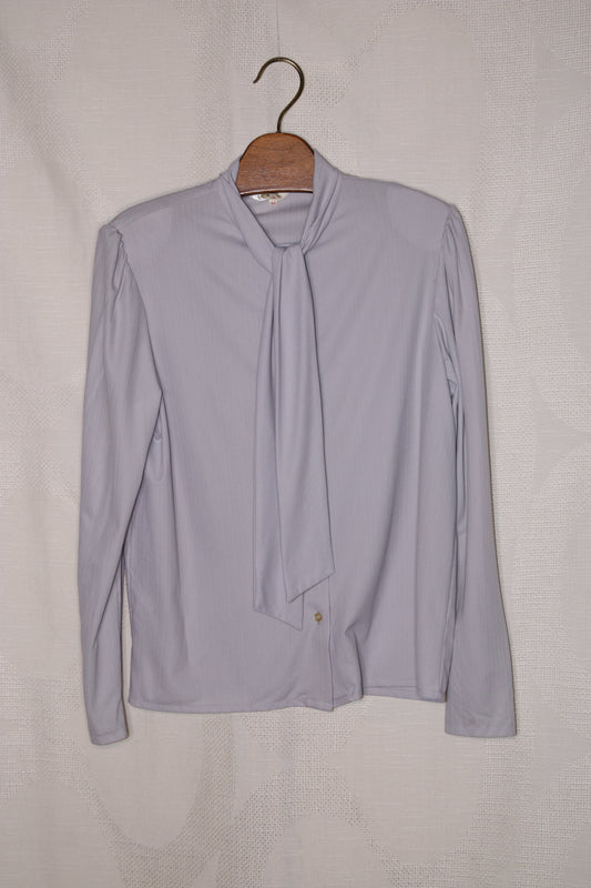 70s Grey blouse with pussy bow