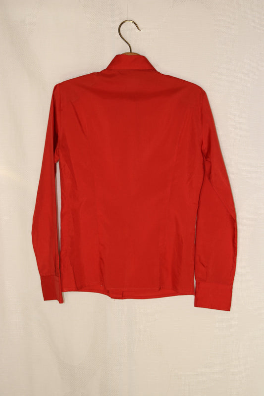 70s Red dagger collar blouse