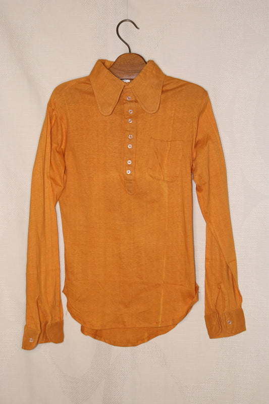 70s Sunset orange dagger collar blouse