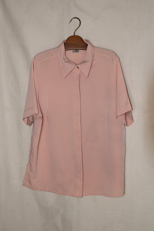 80s Blouse pastel pink blouse with pleated collar