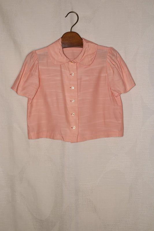 70s Puff seeved blouse with peter pan collar