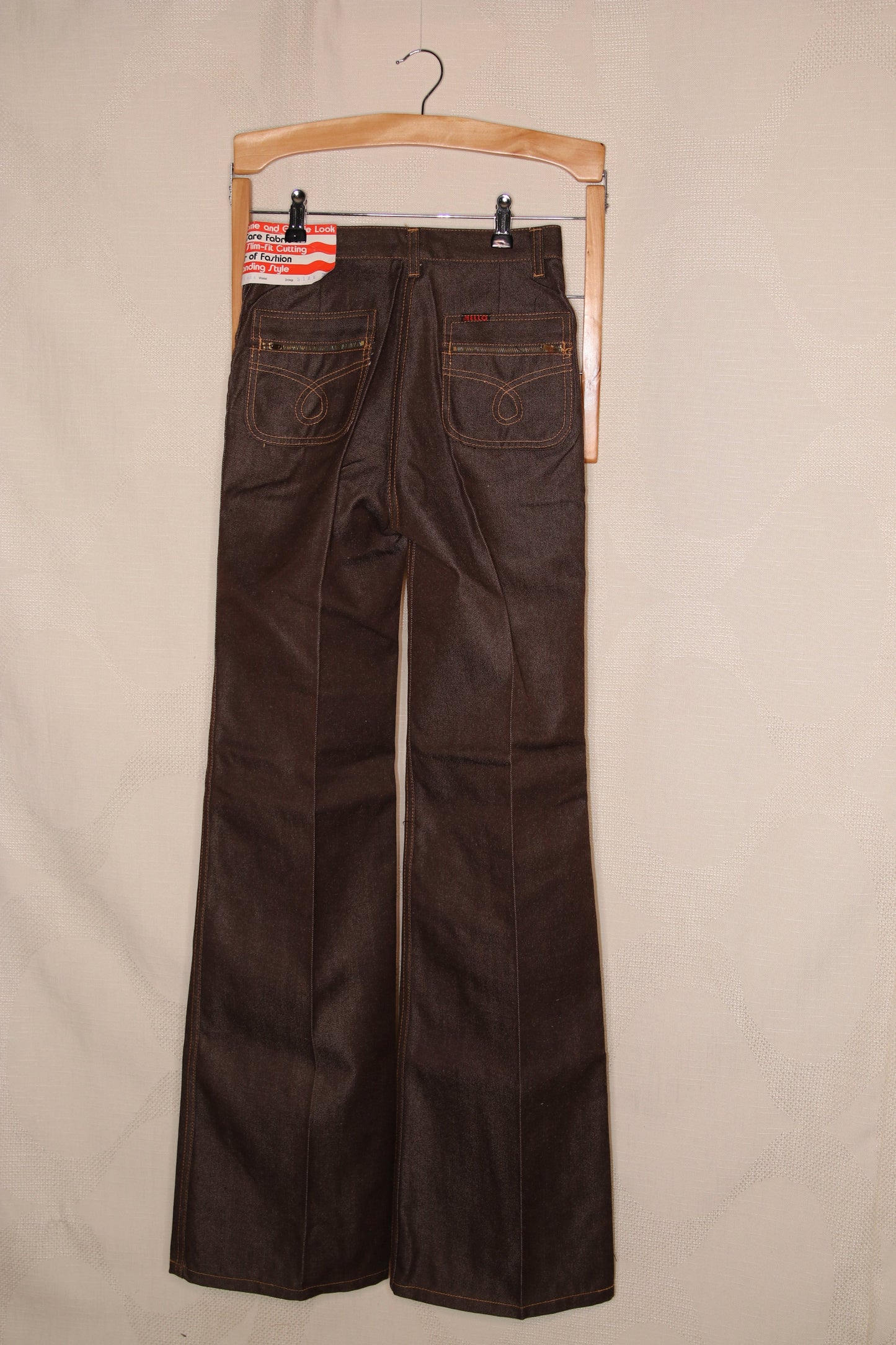 70s Deadstock Chocolate brown jeans with pressed crease