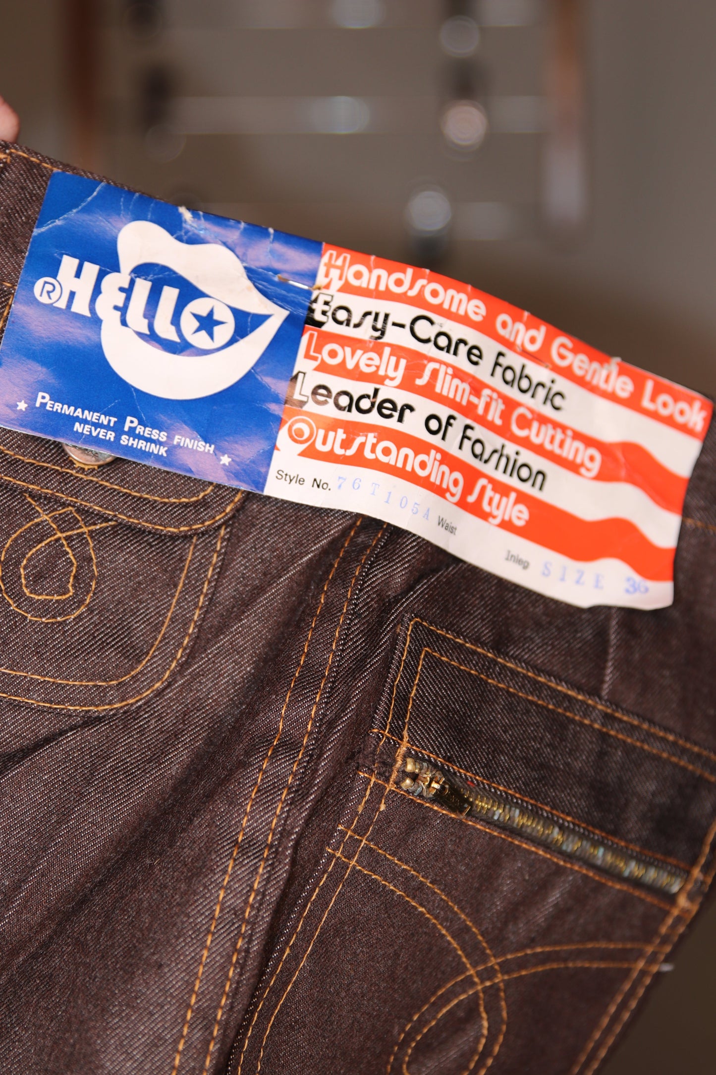 70s Deadstock Chocolate brown jeans with pressed crease