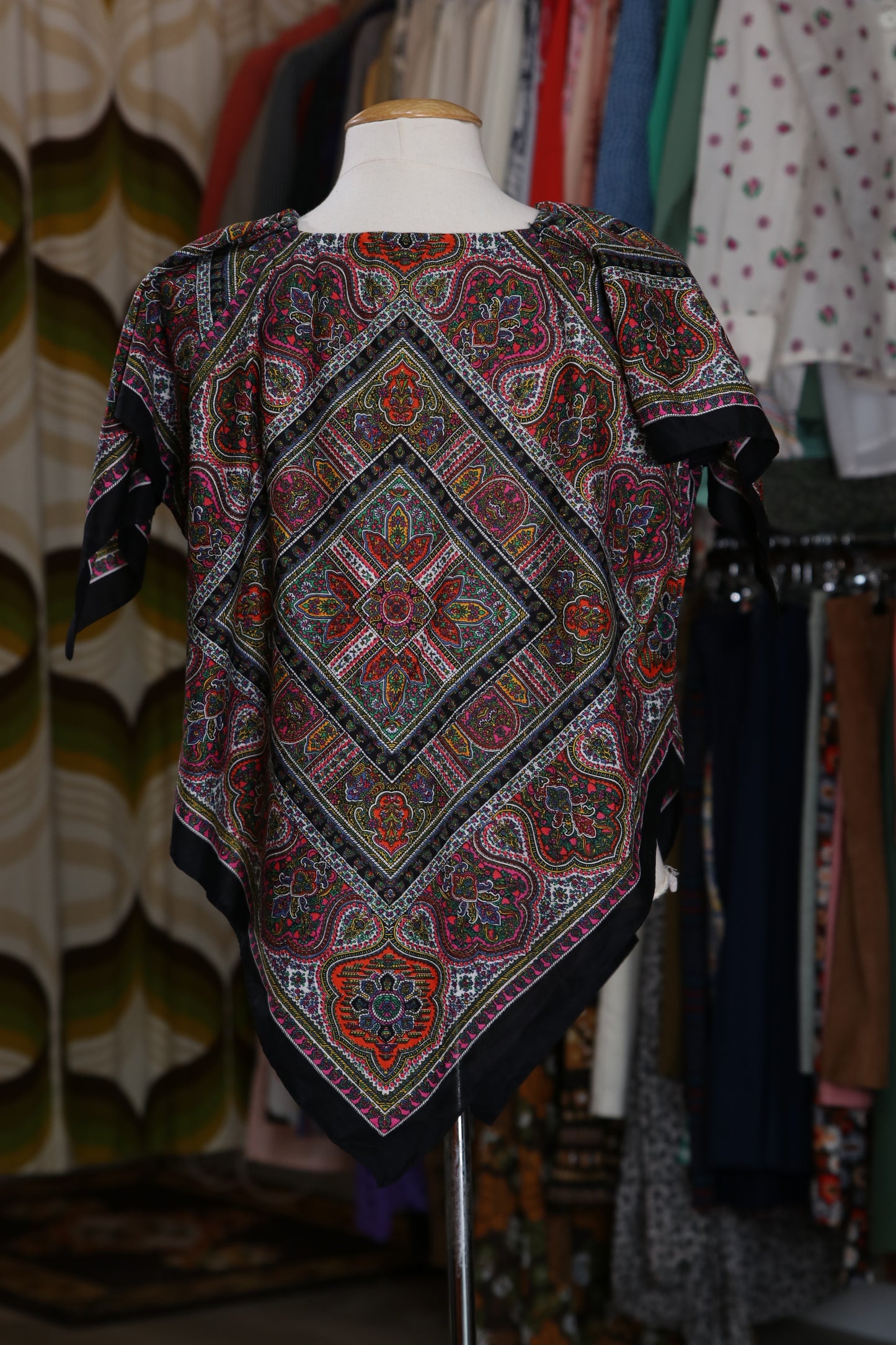 70s Homemade assymetrical scarf top