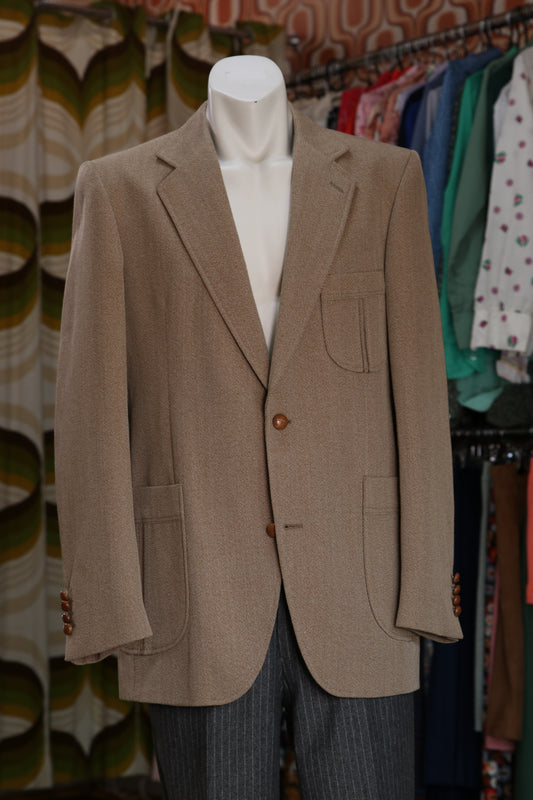 70s Khaki colbert with detailed brown buttons