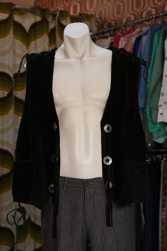 70s Suede western vest with tassels and buckles