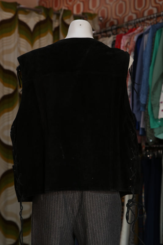 70s Suede western vest with tassels and buckles