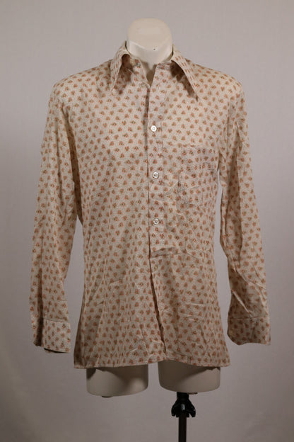 70s patterned dagger collar shirt