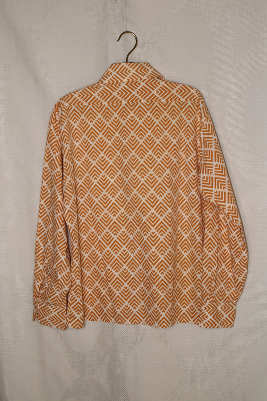 70s Orange patterned dagger collar shirt