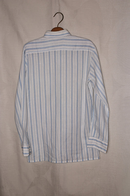 80s White shirt with blue stripes