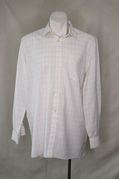70s white grid patterned shirt