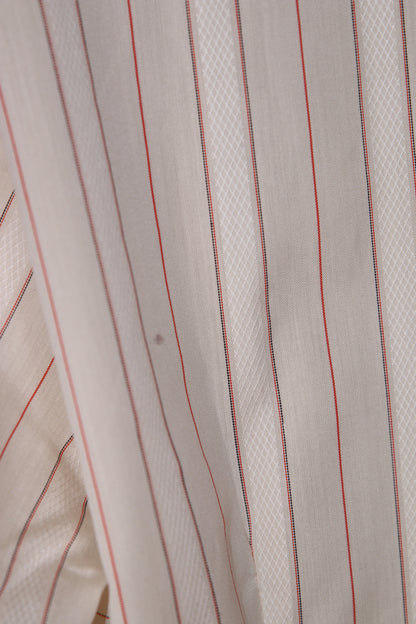 70s White striped dagger collar shirt