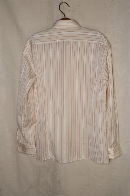 70s White striped dagger collar shirt