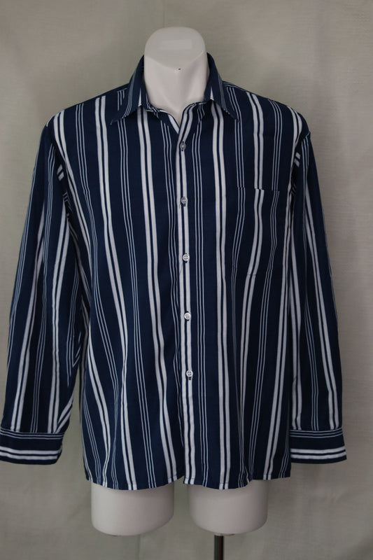 80s blue striped shirt