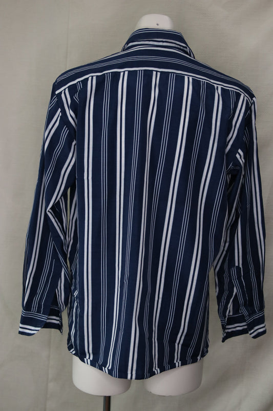 80s blue striped shirt