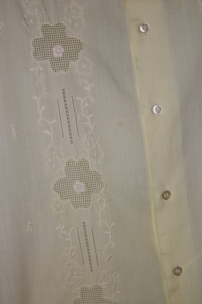 70s Light yellow embroidered shirt