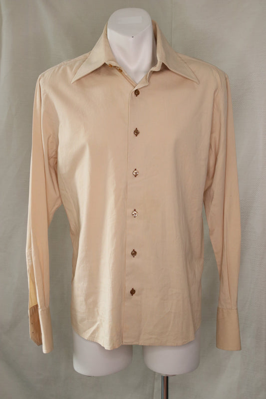 70s beige shirt with dagger collar