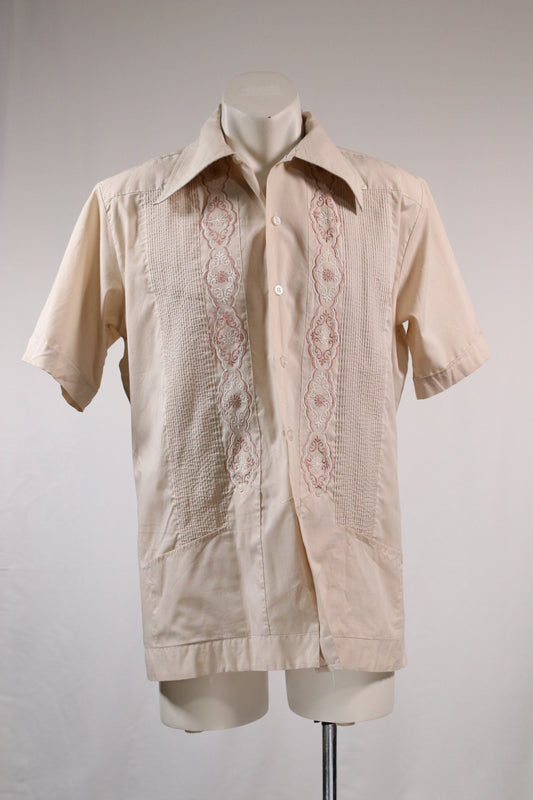 70s beige embroidered shirt