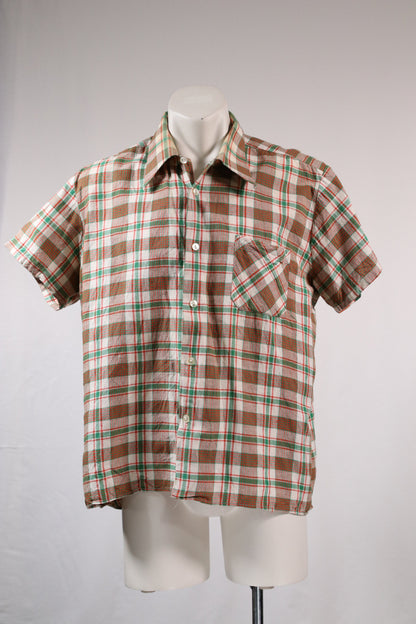 70s dagger collar checkered shirt