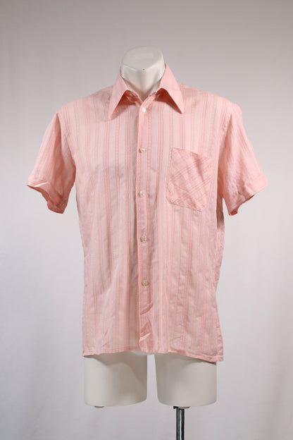 70s pink embroidered see-through shirt